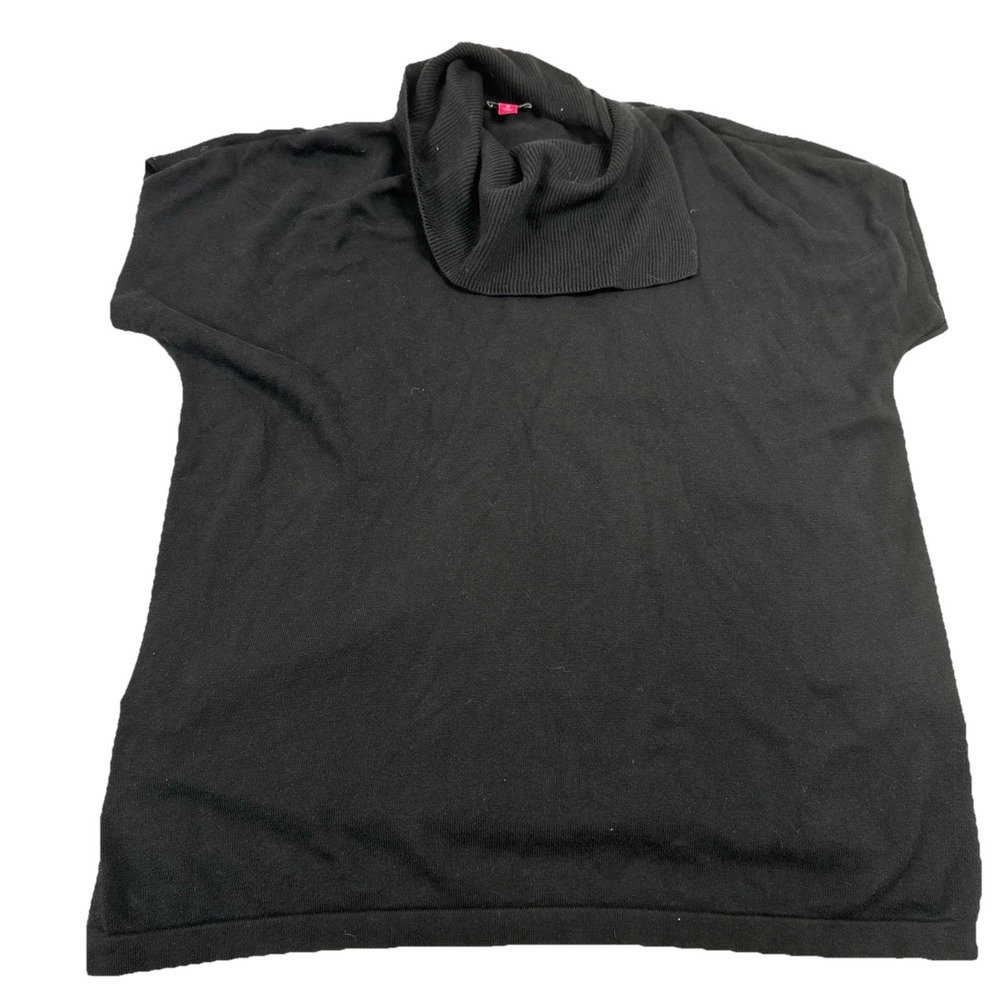 Vince Camuto Black Lightweight Cowl Neck Short Sleeve Sweater 1X (14W–16W)